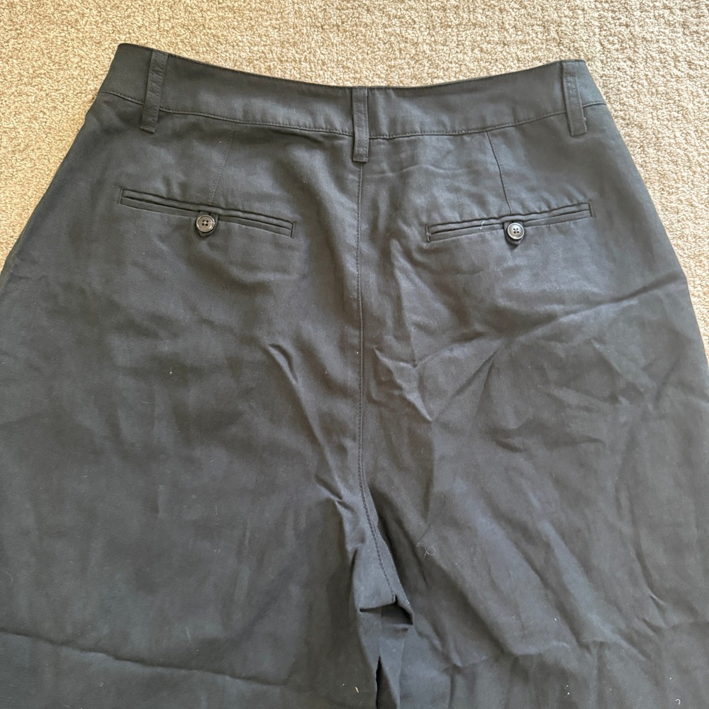 Madewell Harlow Black Wide Leg Pleated Linen Tencel Trousers Pants Size 10 Chic - Picture 11 of 11